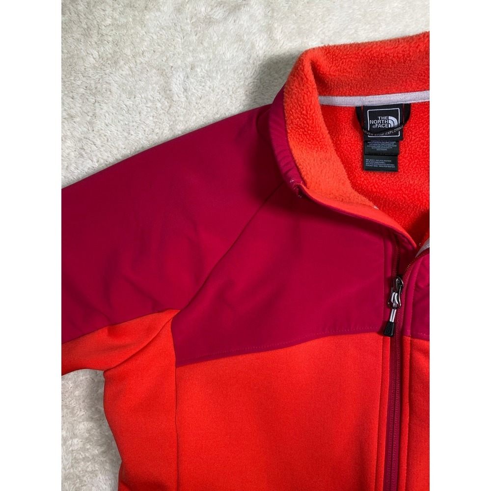 The North Face Womens Full Zip Fleece Jacket Orange Red Colorblock SZ Large - Picture 4 of 16